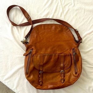 Leather shoulder cross body purse with satin lining